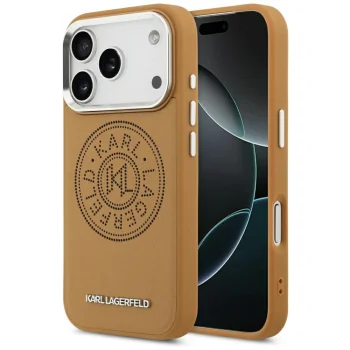 Karl Lagerfeld Point & Metal Logo MagSafe Phone Case Cover iPhone 17 Pro - Brown