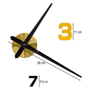 3D DIY Adhesive Wall Clock, Adjustable 100-120 cm, Black, Gold