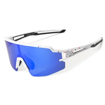 Rockbros Polarized Cycling Glasses with UV Protection and Corrective Insert, White/Blue