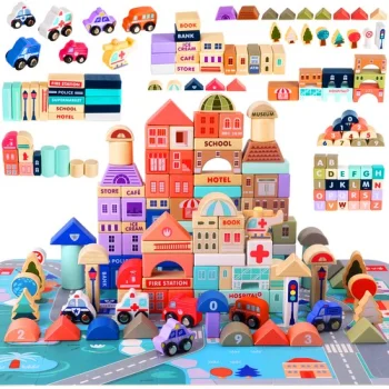 Kruzzel 00023519 Wooden City Building Blocks (115 pcs)