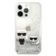 Karl Lagerfeld Liquid Glitter Karl & Choupette Case for iPhone 13 Pro / 13 - Silver