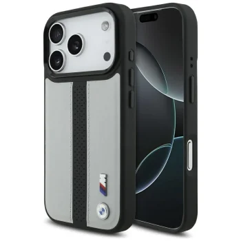 BMW iPhone 17 Pro Case M Perforated Stripe Logo MagSafe, Gray