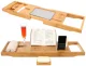 Ruhhy Bamboo Bathtub Caddy Tray, Expandable (75-112 cm)