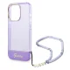 Guess Translucent Pearl Strap Case for iPhone 14 Pro Max, Purple