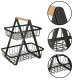 Two-Tier Fruit Basket, Metal and Wood, Black