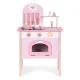Children’s play kitchen with 8 wooden accessories, oven and sink, pink, ECOTOYS