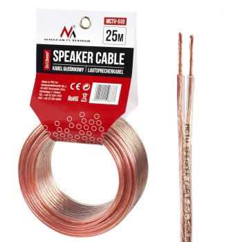 Maclean MCTV-510 Speaker Cable, 2x1.5mm², 25m, Transparent