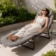 LUARO Folding Camp Bed, Portable Garden Sun Lounger with Pillow