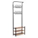 ModernHome Freestanding Coat Rack with 3 Shoe Shelves, 18 Hooks, Black