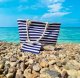 Malatec 21157 Beach and Picnic Bag, 22L, Navy Blue with White Stripes