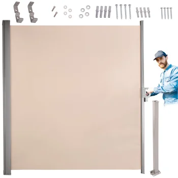 LUARO Retractable Side Awning / Terrace Screen, 180 x 400 cm, Beige