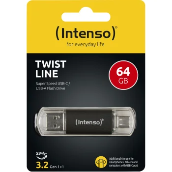 USB Flash Drive Intenso Twist Line 64GB USB-C & USB-A, Anthracite
