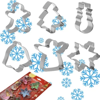 Steel Christmas Gingerbread Cookie Cutters Set, 6 pcs, Silver