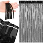 Foil Fringe Curtain Party Backdrop Ruhhy 26172, 2x1 m, Black