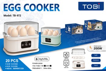 Electric Egg Cooker for 6 Eggs with Timer 200W TB-972