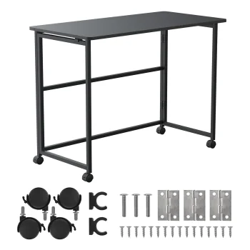 Maclean MC-1250 Foldable Desk on Wheels, 100x50cm, Black