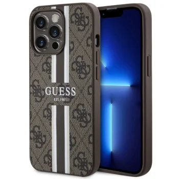 Guess iPhone 13 Pro Max Case 4G Printed Stripes MagSafe, Brown