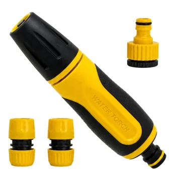 Garden Spray Gun with Adjustable Stream and Connectors, Yellow/Black