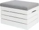 Iso Trade Wooden Pouf with Storage Box, White/Grey