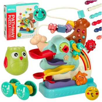 Bibi-inn 5-in-1 Interactive Montessori Owl Toy with Ball Track and Magnetic Game