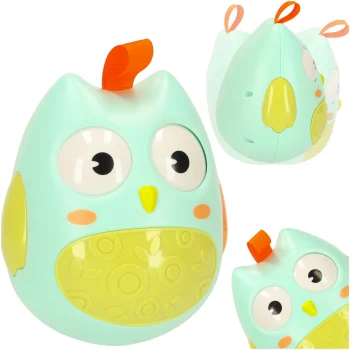 Kid's Educational Sensory Tumbler Toy Roly-poly Rattle "Owl", Light Blue
