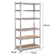 Humberg HR-815 Metal Storage Shelving Unit 222x110x50 cm, Silver