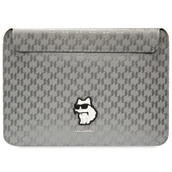 Karl Lagerfeld Saffiano Monogram Choupette 14" Laptop Sleeve, Silver
