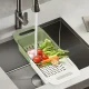 Adjustable Over-the-Sink Dish Drainer, White/Green