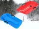 Plastic sled with backrest, brakes and pull rope, assorted colors