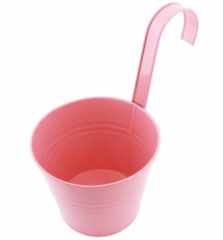 Practical balcony flower pot with handle, 16 cm, pink