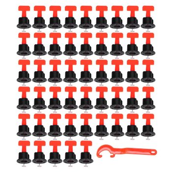 Tile leveling system clips and wedges, 50 pcs, red