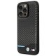 BMW Leather Carbon vāciņš Apple iPhone 14 Pro, melns