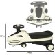 Wiggle Car Ride-On Toy with Light-Up LED Wheels and Music, 74 cm, Beige and Black
