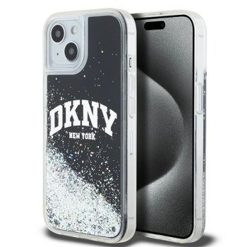 Apple iPhone 14 6.1'' DKNY Liquid Glitter Big Logo Case Cover, Black