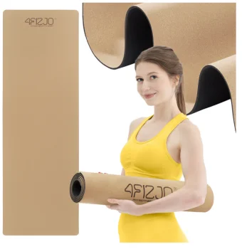4FIZJO Cork Yoga and Exercise Mat 4 mm, Brown/Black