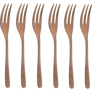 Sambonet Taste PVD 6-Piece Cake Fork Set, 14.5 cm, Copper