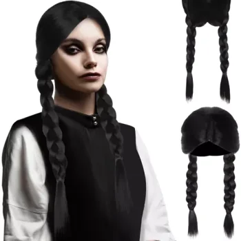 Soulima 21773 Women's Long Wig with 2 Braids, Black