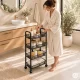 ModernHome Mobile Metal Storage Rack on Wheels with 4 Shelves, Black