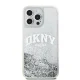 DKNY iPhone 15 Pro Max Case Liquid Glitters Arch Logo, White