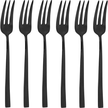 Sambonet Rock PVD 6 Cake Forks, DolceNero Lucido, Black