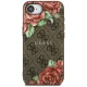 Guess 4G Flowers Print MagSafe Case for iPhone 16e, Brown