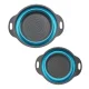 Foldable Kitchen Silicone Colander Collapsible Fruit Vegetable Washing Basket Strainer, Set of 2 pcs, Blue