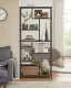 Leobert Modern Bookshelf with 6 Shelves, 180cm, Rustic Brown/Black