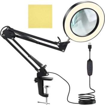 LED Magnifying Lamp with Clamp, 3x Magnification Izoxis 23893, Black