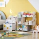 Kids Toy Storage Organizer with Bookshelf, 5 Shelves and 2 Fabric Bins