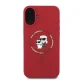 Karl Lagerfeld Silicone Karl&Choupette Heads Ring MagSafe Case for iPhone 16, Red