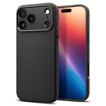 Spigen Liquid Air dėklas iPhone 17 Pro Max, matinis juodas