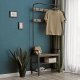 Industrial Hall Tree with Shoe Storage, Entryway Coat Rack Stand