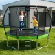 4FIZJO PRO Garden Trampoline for Kids 252 cm 8FT with Net and Ladder, Green/Black
