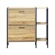 Modern Shoe Cabinet with Side Shelves for Hallway, Natural Wood Color